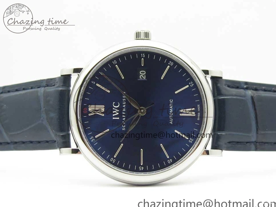 MIROTIME 0518 Portofino Automatic SS FKF 1:1 Best Edition Blue Dial on Blue Leather Strap A Cozy 7133
